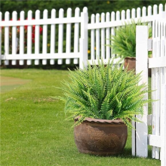 12 Bundles Artificial Plants, Fake Boston Fern Greenery Outdoor UV Resistant - Picture 3 of 8